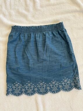 Epic Threads Denim-Look Blue Eyelet Hem Mini Skirt